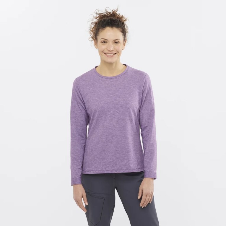 Camiseta Salomon Essential Tencel Long Sleeve Mujer Lavanda | MX PYNJ538